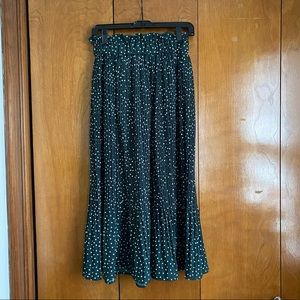Green Dotted Midi Skirt